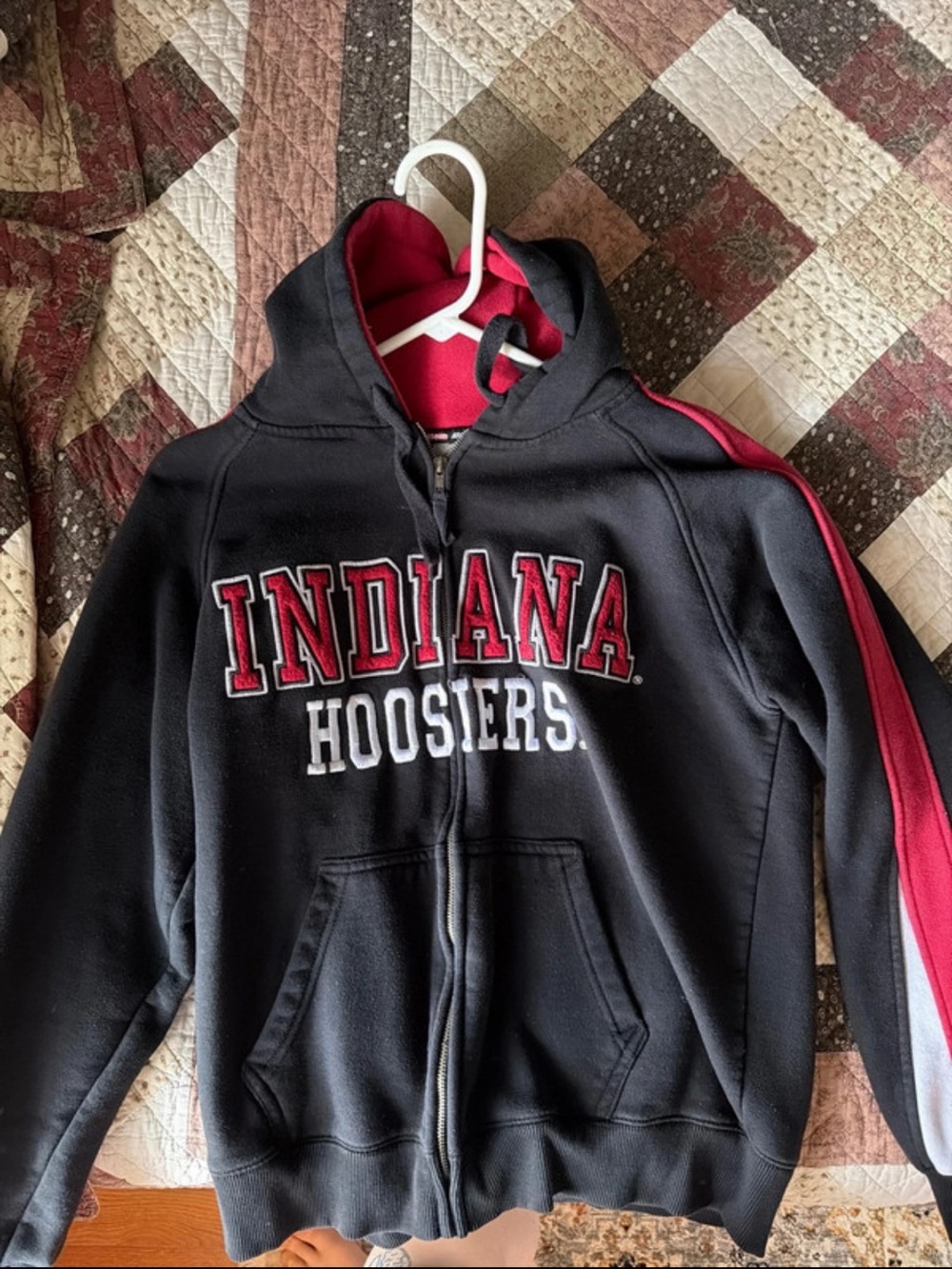 Indiana Hoosiers Womens -Zip Hooded Jacket - Black/Red